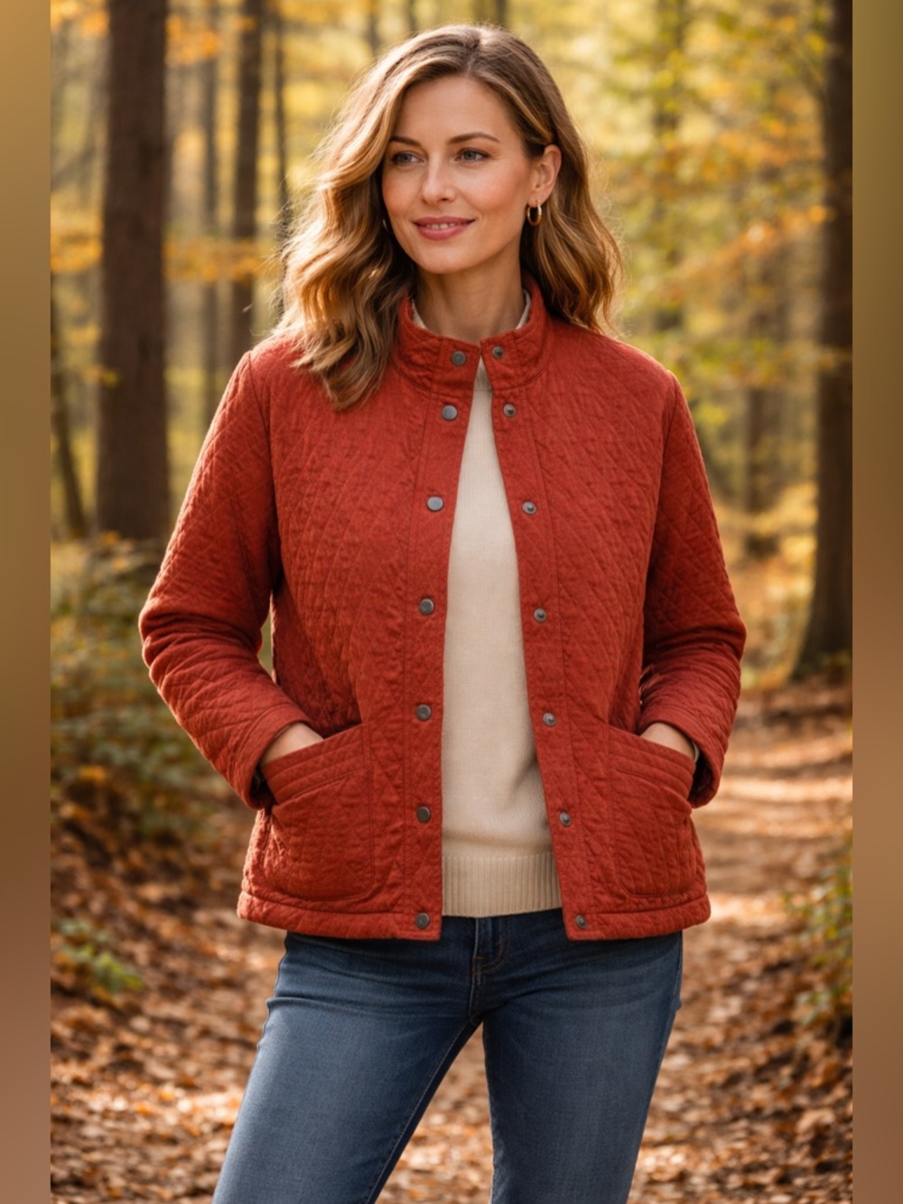 Orvis Quilted Rust Red Button-Front Jacket